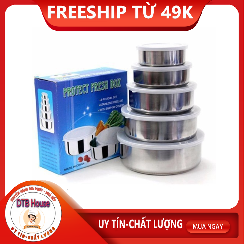 Bộ 5 thố inox có nắp đậy Inox cao cấp tiện lợi không gây hại cho sức khỏe