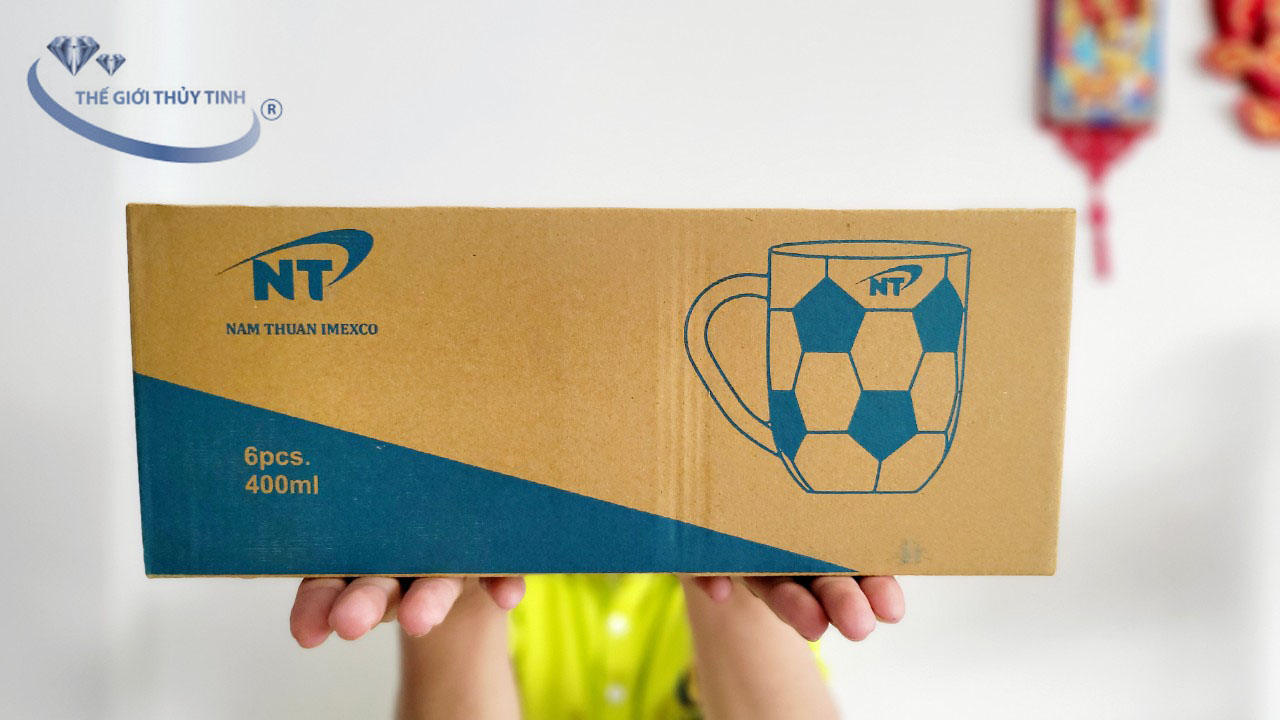 Bộ 6 ly thủy tinh có quai hình trái banh - dung tích 400ml