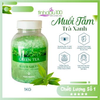 Muối tắm trà xanh, hoa hồng, oải hương Viherbsal ngâm bồn thư giãn, ngủ ngon, tẩy da chết, chống viêm da 1kg Tinh Dầu 100 Store