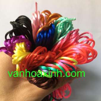 🌿🌿 (có hướng dẫn đan) Combo 12 tép dây tim size 1mm đan vòng tay (12 màu, 3m/ màu) Satin cord