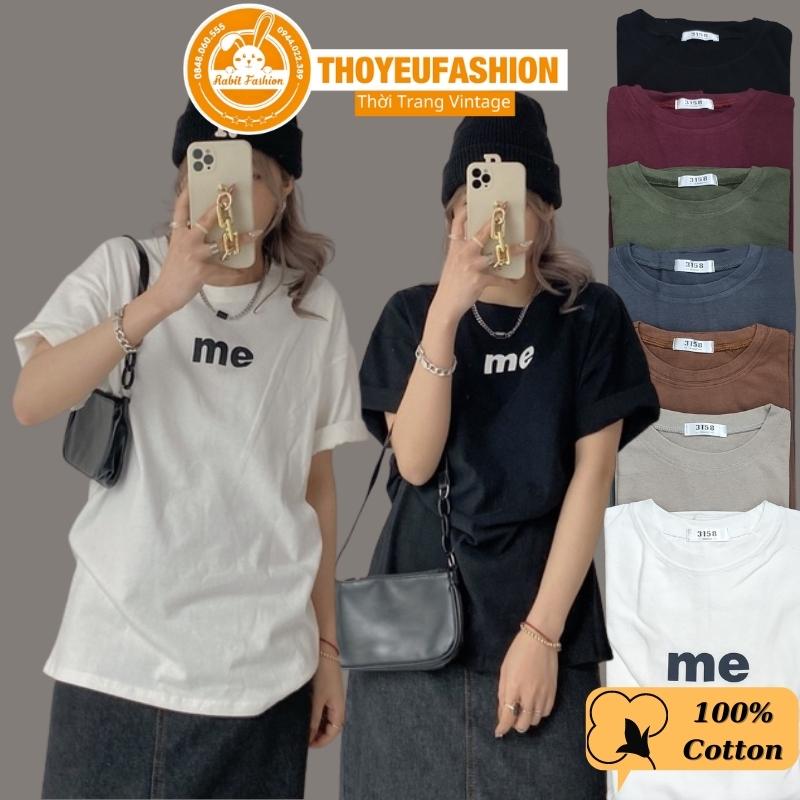 Áo phông 3158 in chữ me nữ nam, áo thun tay lỡ oversize from rộng basic chất coton
