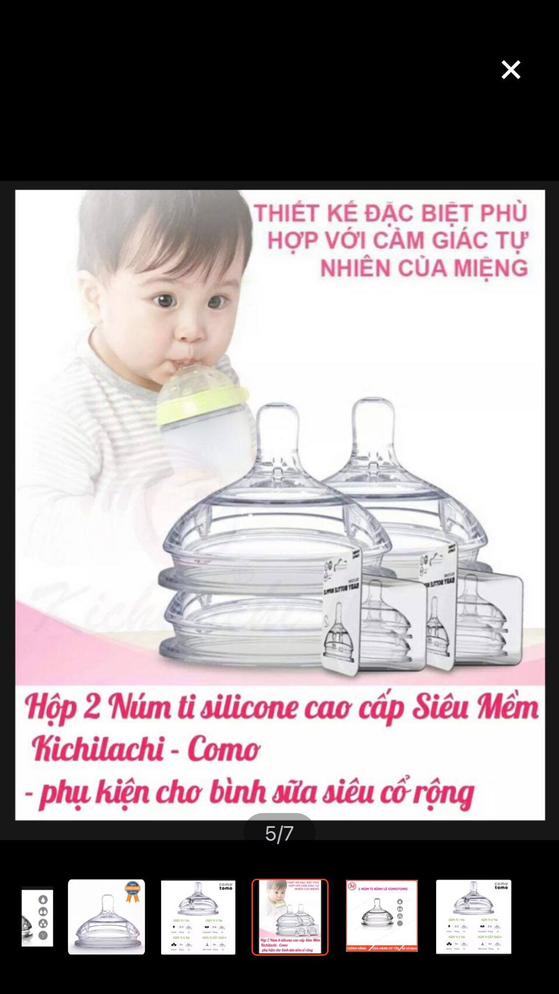 Combo 2 núm ti thay thế bình sữa comotomo chính hãng giá rẻ