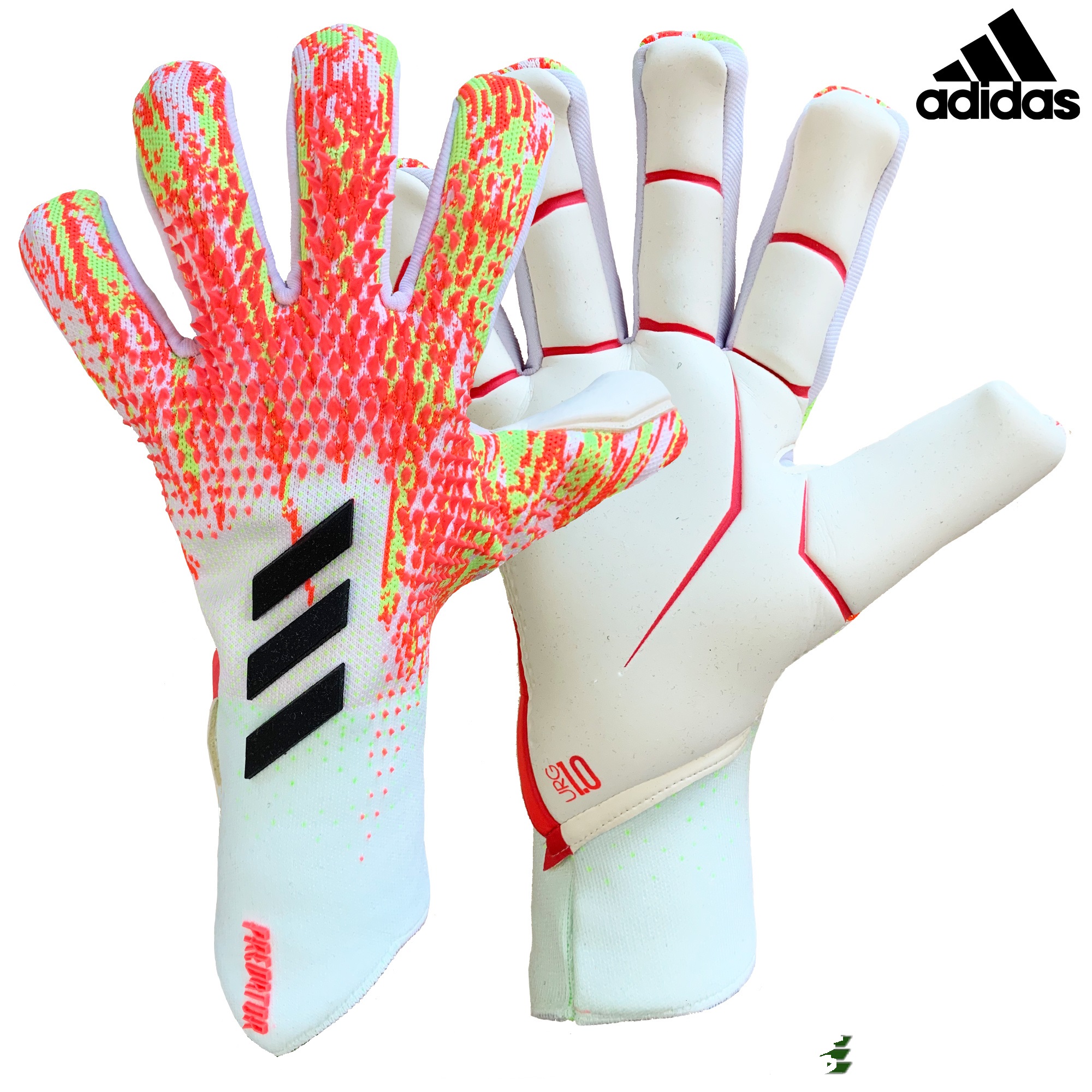 Găng tay thủ môn chuyên nghiệp - adidas predator pro - loại gai - màu trắng đỏ cam
