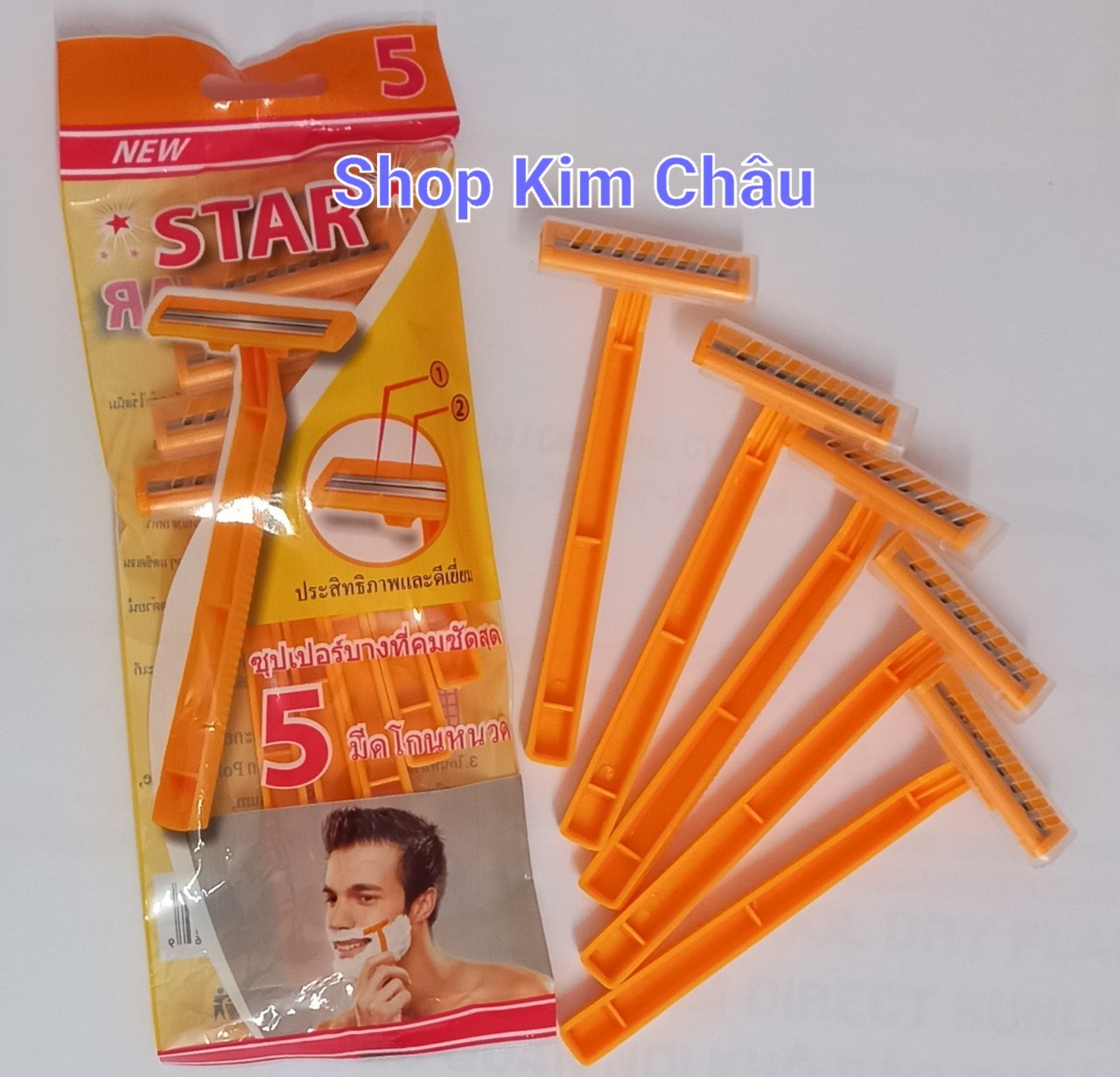 Bịch 5 cây Dao cạo râu Star 2 lưỡi tiện dụng - Thái Lan