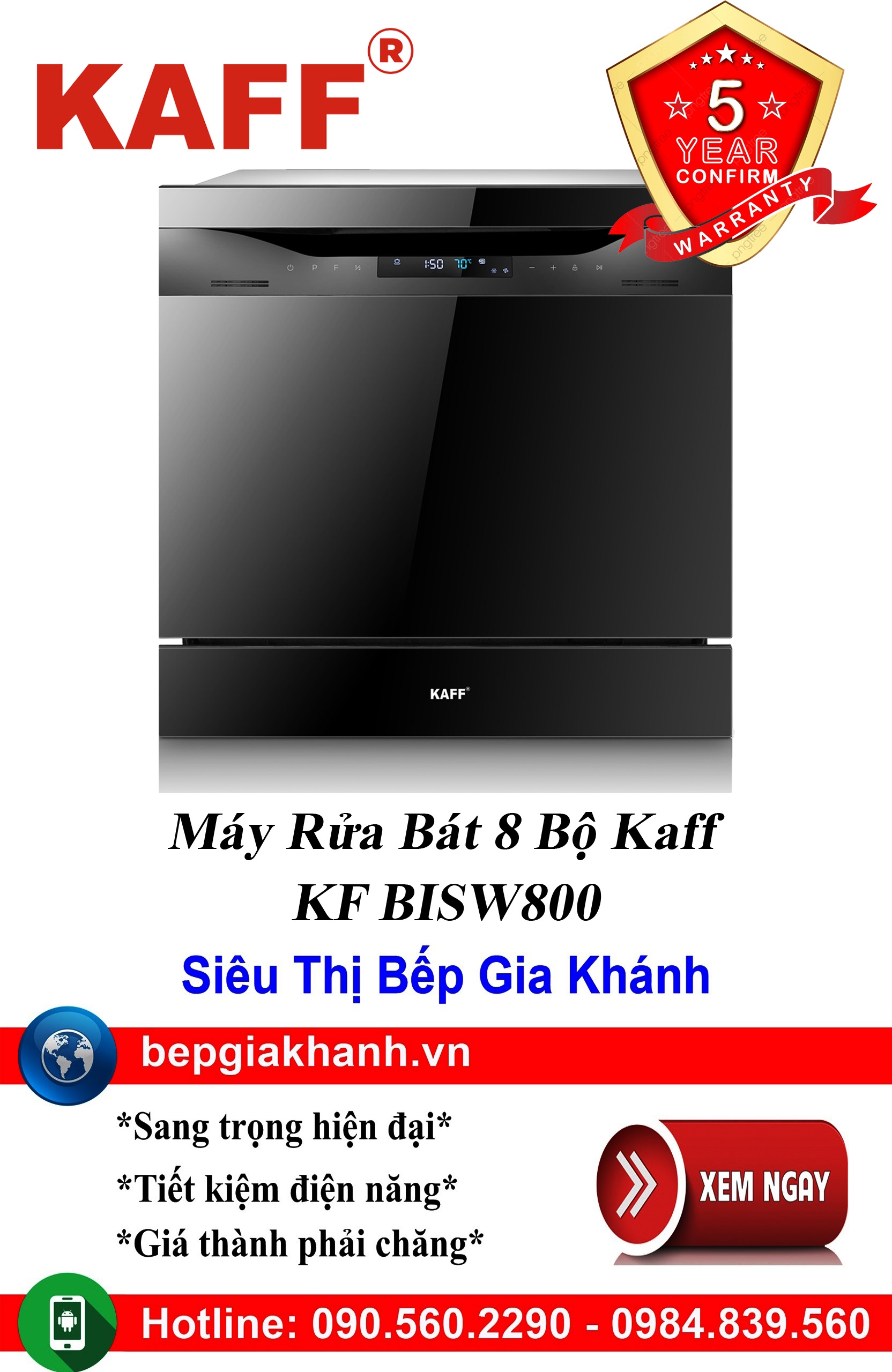 Máy rửa bát Kaff KF BISW800, máy rửa chén, máy rửa chén bát, máy rửa bát máy rửa bát giá rẻ, may rua bat, may rua chen, may rua bat gia re
