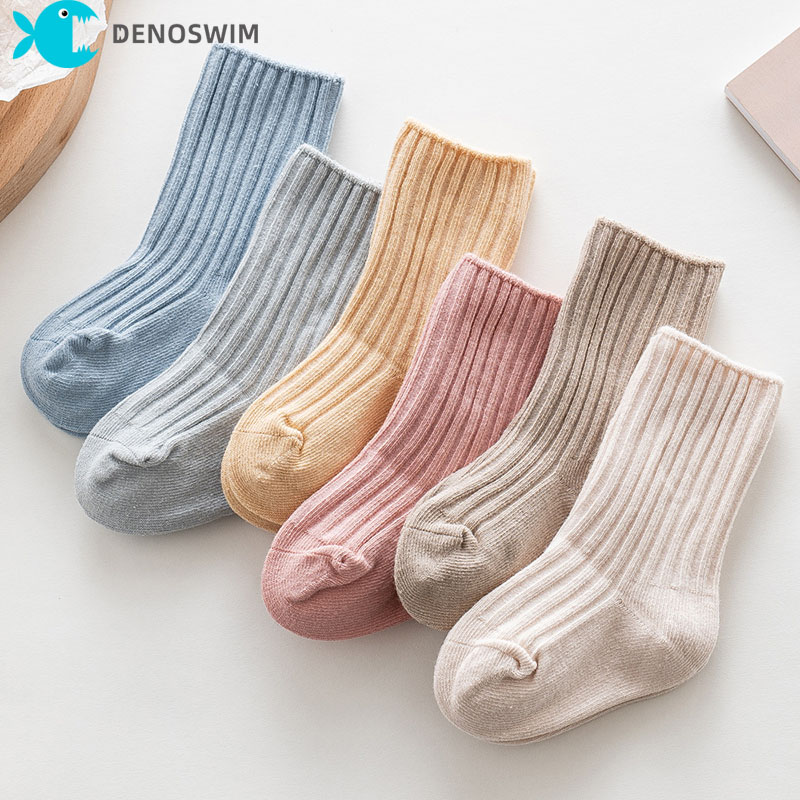 Denoswim 0-24Month Autumn Solid Color Baby Socks For Boys Girls Newborn