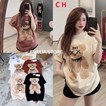Áo thun NAM NỮ UNISEX from rộng tay lỡ in hình gấu mắt X 3D- Áo phông ngắn tay chất cotton về đủ 3 màu, Áo kiểu nữ, áo thun unisex trẻ trung, áo phông trắng, đỏ, đen áo phông nam nữ thời trang hàn quốc, AMELIA