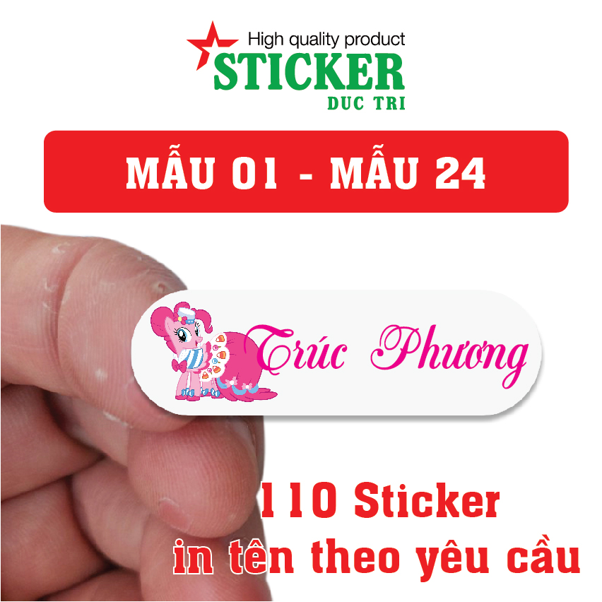 [HCM] 120 Sticker Miếng Dán Tem Tên Bé in theo yêu cầu. Chat ngay với shop xác nhận tên + mẫu. M01-M24
