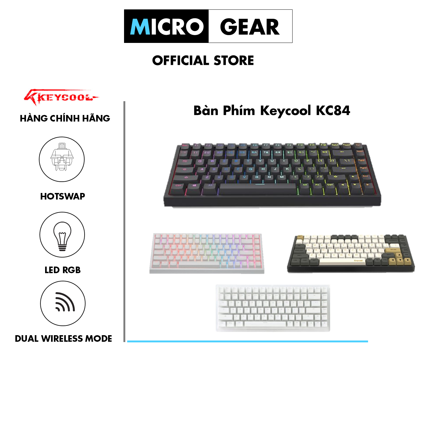 Bàn phím cơ keycool kc84 - hàng chính hãng bh 12 tháng