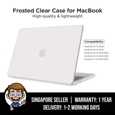 Frosted Clear Case for M1 MacBook Pro 13', 15', 16', MacBook Air 13', Hard Shell Cover, Compatible with 2016 2017 2018 2019 2020 MacBook, With/Without Touch Bar - Frost Clear (1)