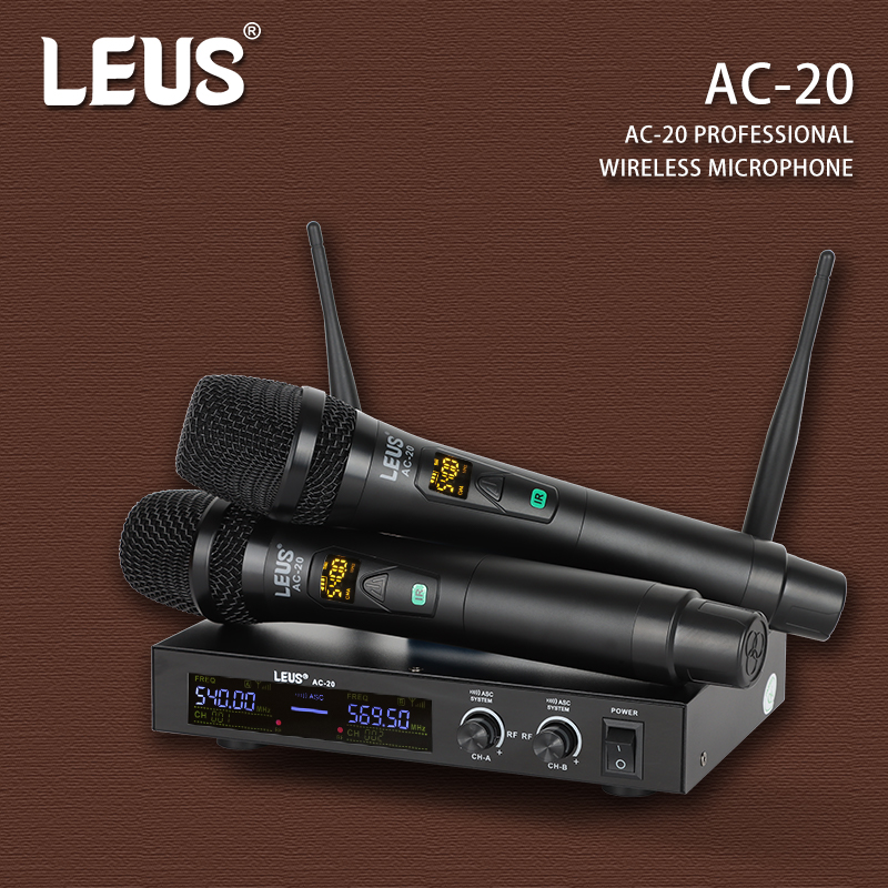 LEUS AC-20 UHF Wireless Microphone for Recording Studios Karaoke Stage Speeches Wedding Performance Bands Family Gatherings