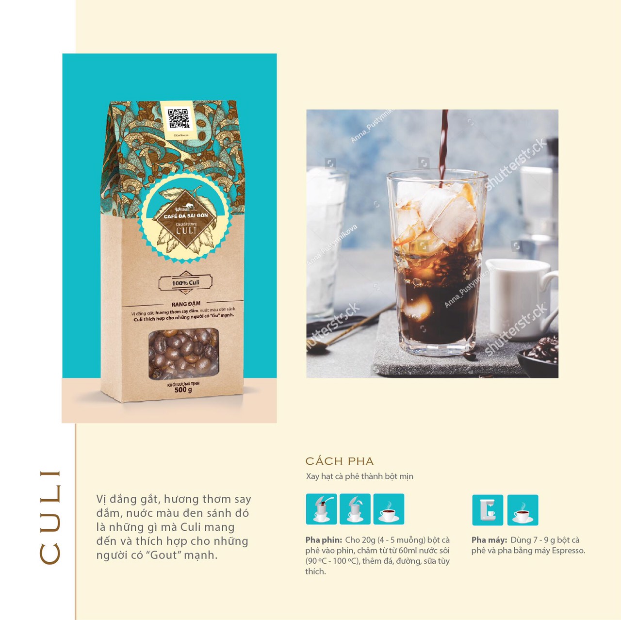 Cà phê hạt rang culi 500g