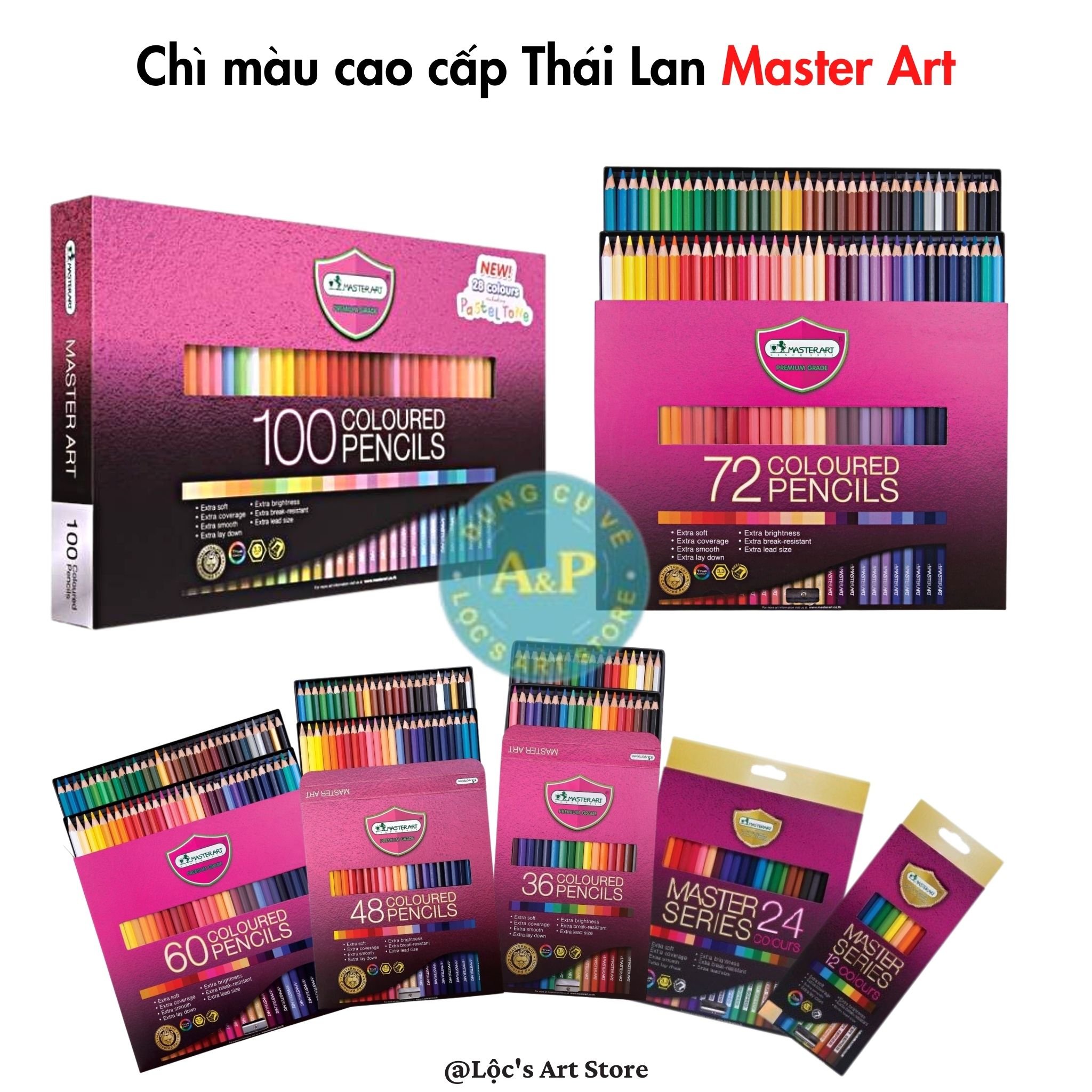 [Lộc'sArtStore] Bút chì màu Master Art Thái Lan tặng kèm chuốt