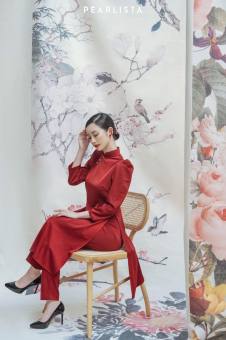 Bộ cách tân lụa tằm co dãn