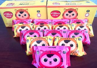 Khăn giấy ướt Mom Love 120 tờ - Không mùi Mềm Mịn Tiện Lợi an toàn cho bé,  giấy ăn siêu dai loại đẹp và mềm mịn, không bở khi gặp nước, khăn giấy ăn, khăn giấy, khăn giấy khô. khăn giấy ướt, khăn giấy, khăn