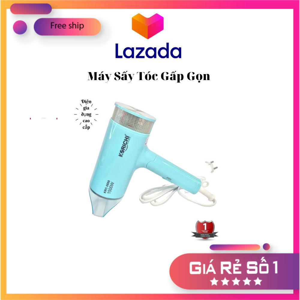 Máy sấy tóc gấp gọn-1500w - máy sấy tóc krc-2600 tạo kiểu korichi - thiết bị làm đẹp tiện lợi