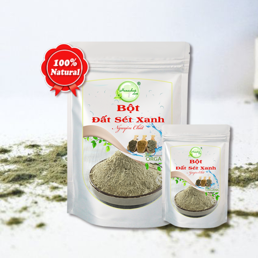 Bột đất sét XANH  ● Tẩy tế bào chết, giải độc cho da ● Giảm mụn bọc, mụn trứng cá làm dasưng đỏ Henashop