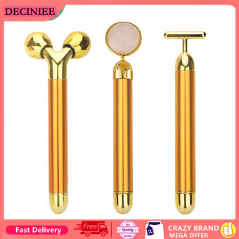 1 Thanh Làm Đẹp Năng Lượng Vàng 24K Con Lăn Ngọc Bích Mặt Con Lăn Mát Xa Ngọc Bích Dụng Cụ Chăm Sóc Da Căng Chống Lão Hóa Nâng Mặt