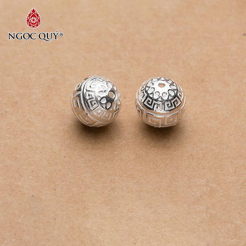 [HCM]Charm bạc hình tròn họa tiết hoa văn - Ngọc Qúy Gemstones