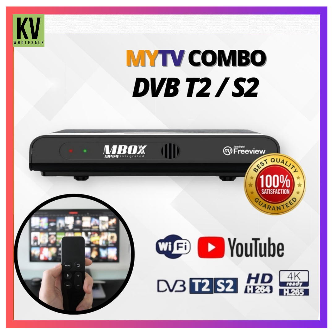 Digital MBOX MYTV Combo Decoder 4K<WIFI/YOUTUBE/USB> <DVB T2/S2>DTHDTT myFreeview Dekoder