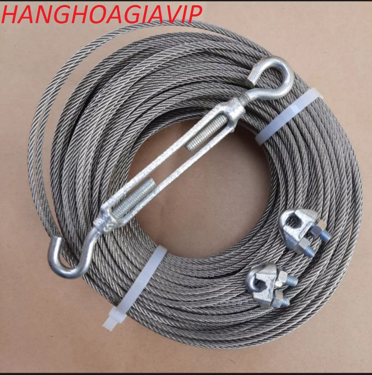 10 mét dây cáp inox 304 chống rỉ sét tặng kèm 2 tăng đơ,4 ốc siết cáp làm dây phơi quần áo.. gồm các size 2mm 3mm 4mm 5mm.