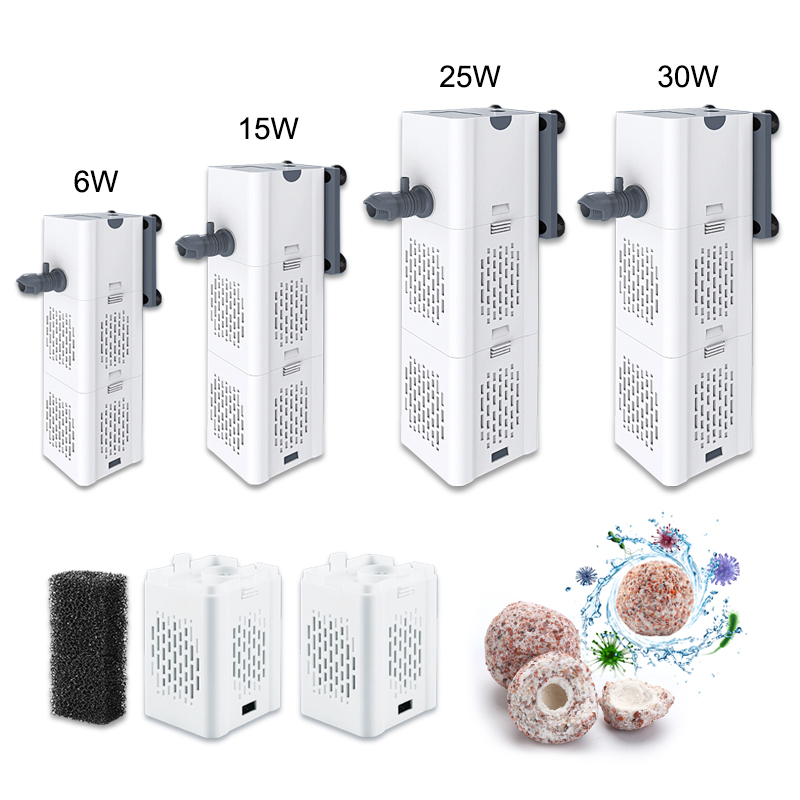 Máy bơm nước bể cá bể cá, máy bơm bể cá lọc nước bể cá, máy bơm nước bể cá, máy bơm nước bể cá 6W 15W 25W 30W, máy bơm nước lọc bể cá, Oxy Air + hộp lọc + Hộp tự làm bóng xốp vi khuẩn trong máy bơm lọc nước bể cá