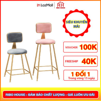 Ghế quầy bar tựa lưng RIBO HOUSE khung kim loại sơn tĩnh điện chịu trong lượng tới 100kg RIBO160