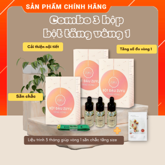 Sỉ 3 hộp Bột Tăng Vòng 1 ZuYu - Bột đậu ZuYu (Tặng kèm 3 tinh dầu massage + THƯỚC DÂY) - Mỗi hộp 500 gram dùng 1 tháng