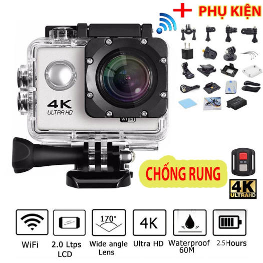 [ Xã Hàng] CAMERA Hành Trình A19 4K CÓ REMOTE FULL BOX 3.0 Camera Hành Trình Mini Chống Nước Chống Rung - Camera Hành Trình Đi Phượt..Bảo Hành 1 Năm