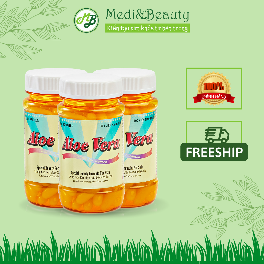 Combo 3 chai TPCN Aloe Vera sữa ong chúa -  dưỡng ẩm  thải độc -  Chai 100v
