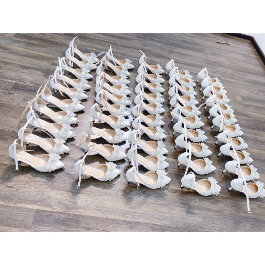 ❁ Giày Cao Gót Sandal Nữ Quai hậu nơ đính đá xinh Xuất sắc - cao 5p - Giày Bánh Bèo mã BuomV2