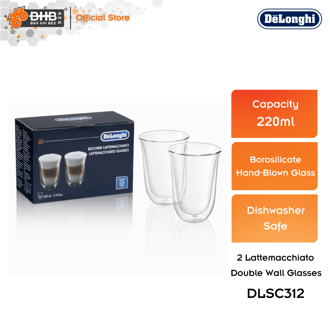 DeLonghi 2 Espresso Double Wall Thermal Glasses DLSC310