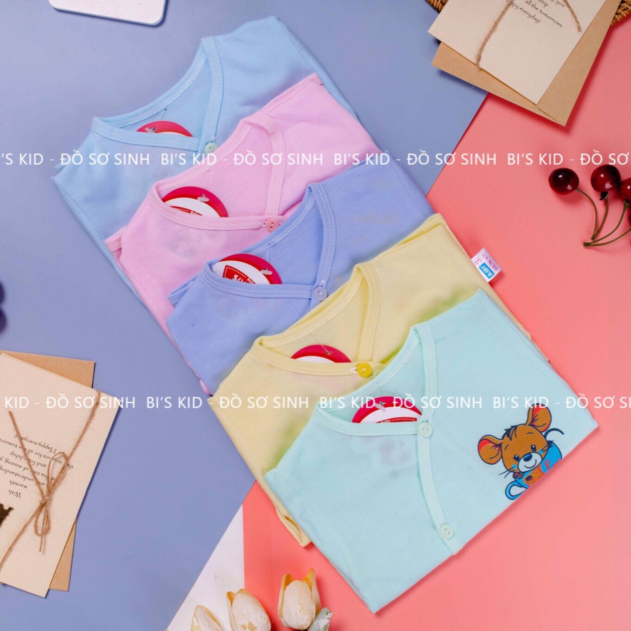 Áo dài tay cotton khuy chéo dành cho bé sơ sinh