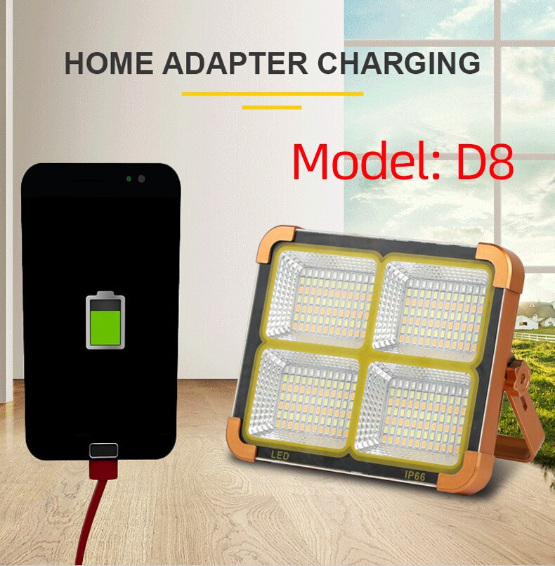 New Led Work Light 2In1 Handheld Solar/Usb Electricity Charging Light Emergency Light Floodlight White/Red Light Camping Light Spotlight