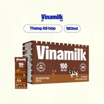 Thùng 48 Hộp Sữa Tươi Vinamilk 100% Socola 180ml.