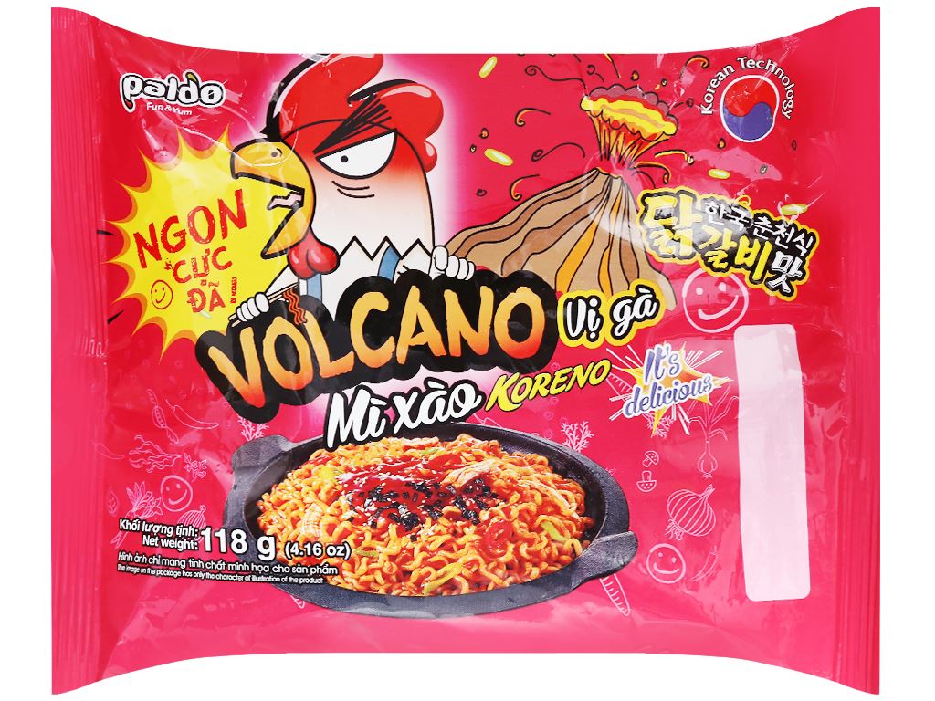 Lốc 5 Gói Mì Xào Koreno Volcano Vị Gà 118g