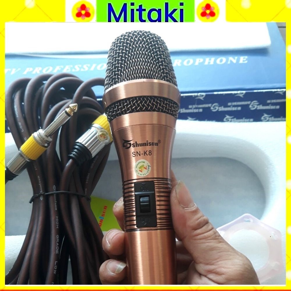Micro có dây karaoke KTV SN-K8 độ nhạy cao, chống hú tốt, phối âm được với tất cả các loại âm ly.