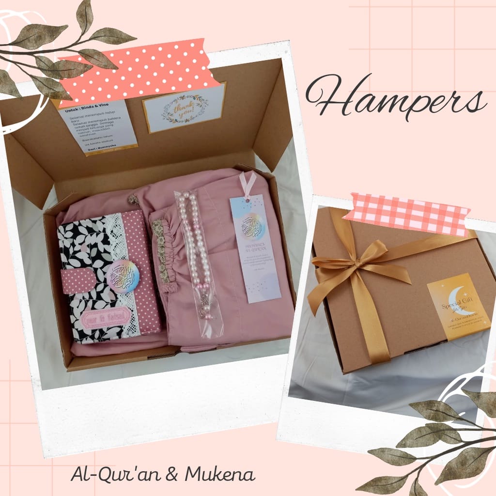 Paket Hampers Quran dan Mukena Premium Alquran Cover bisa Custom Nama