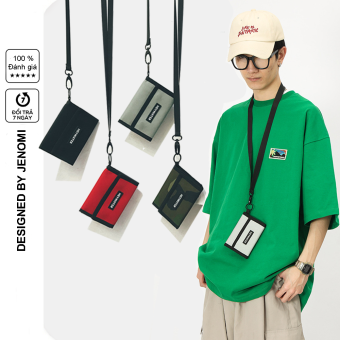 Ví Ngắn Unisex Nam Nữ Gập 3 Mini Có Dây Đeo Cổ, Bóp Nam Phong Cách Trẻ Trung, Nhỏ Gọn Tiện Dụng VD02