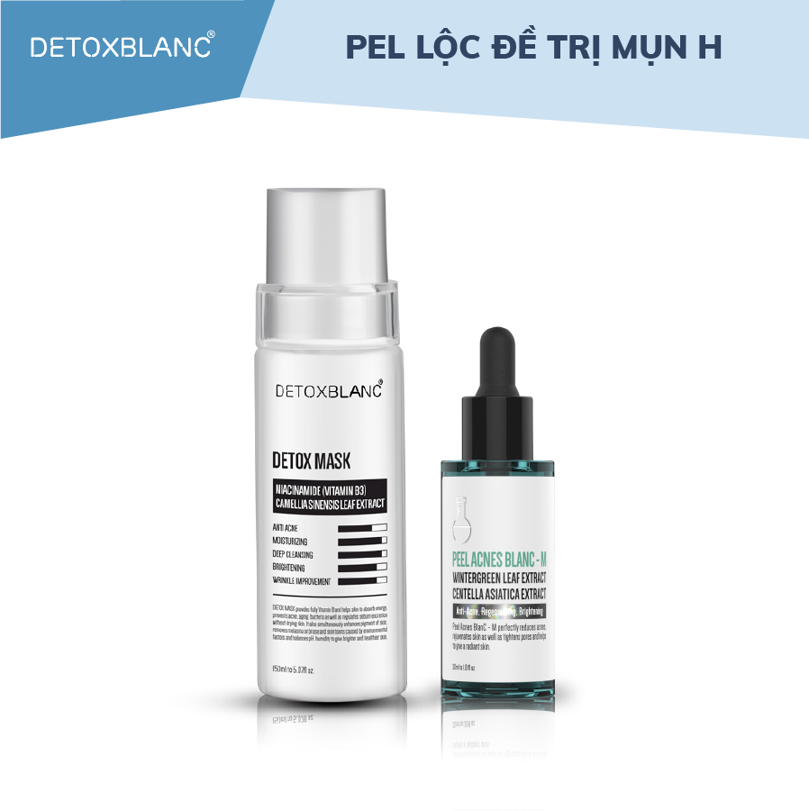 Combo Thải Độc Giảm Mụn Ẩn Và Mụn Đầu Đen - Detox Mask & Peel Acnes Blanc M tặng tone