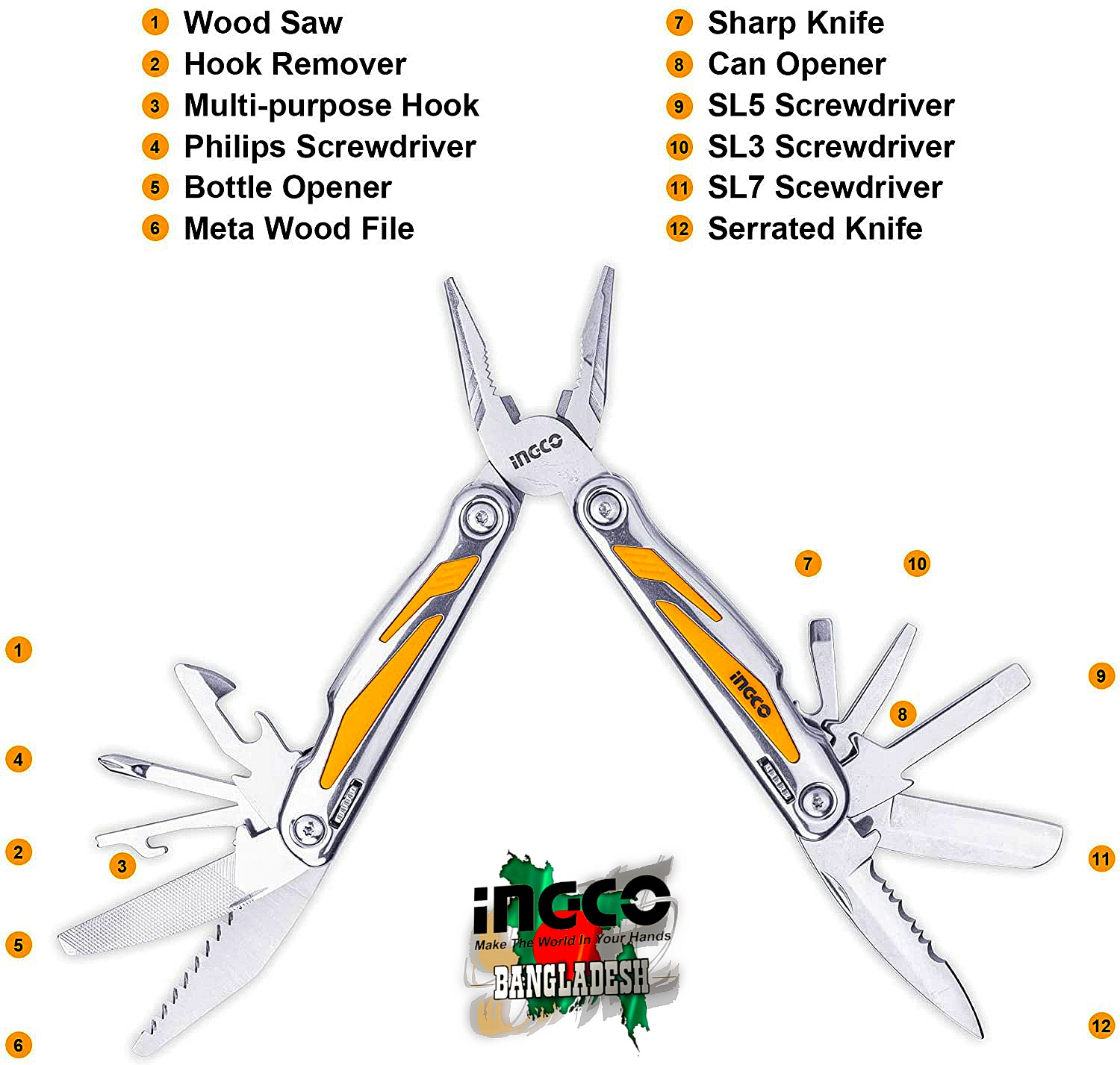 Foldable Multi-function Tool Ingco hfmft0115