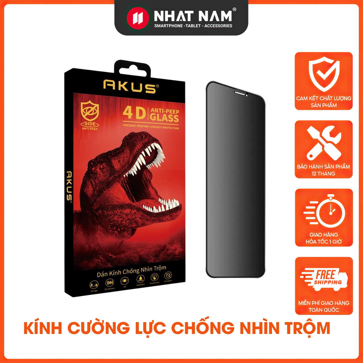 Kính cường lực chống nhìn trộm Kingkong Akus cho iphone từ 7 Plus đến 13 Promax