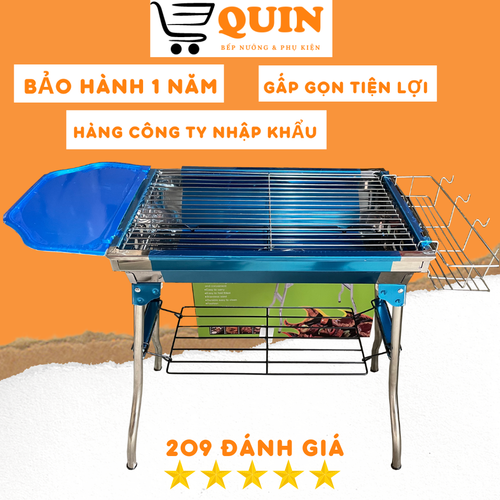 Bếp nướng than hoa inox không gỉ sét, bếp nướng bbq than ngoài trời gấp gọn 𝐇𝐚̀𝐧𝐠 𝐂𝐭𝐲 𝐜𝐚𝐨 𝐜𝐚̂́𝐩 model h1p