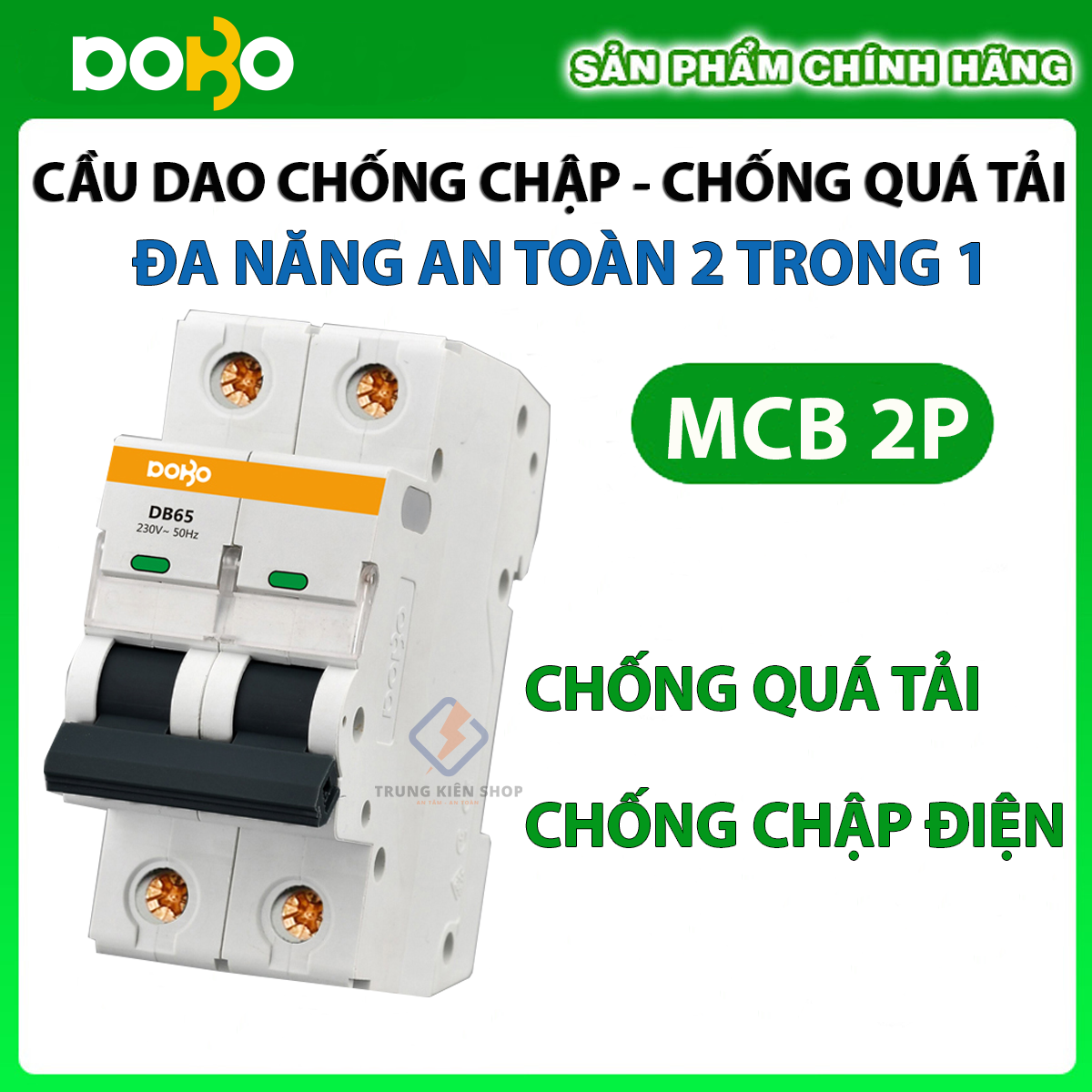 [HÀNG CHÍNH HÃNG]  Cầu Dao Tự Động MCB DOBO KOREA 2P 6kA  Loại Tốt CHỐNG CHẬP - CHỐNG QUÁ TẢI SIÊU NHẠY ( Aptomat chống chập)