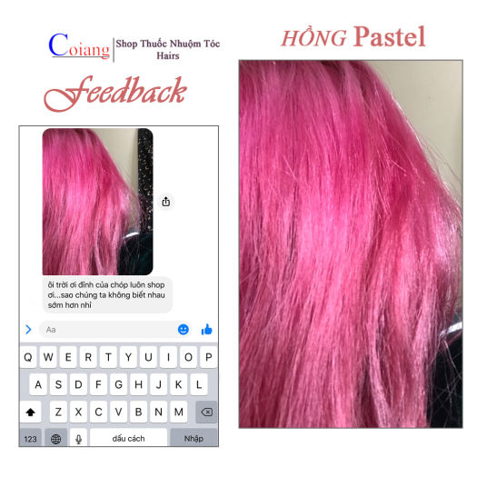 Thuốc nhuộm tóc màu HỒNG PASTEL tặng thuốc tẩy sử dụng tại nhà nhiều thảo dược coiang88