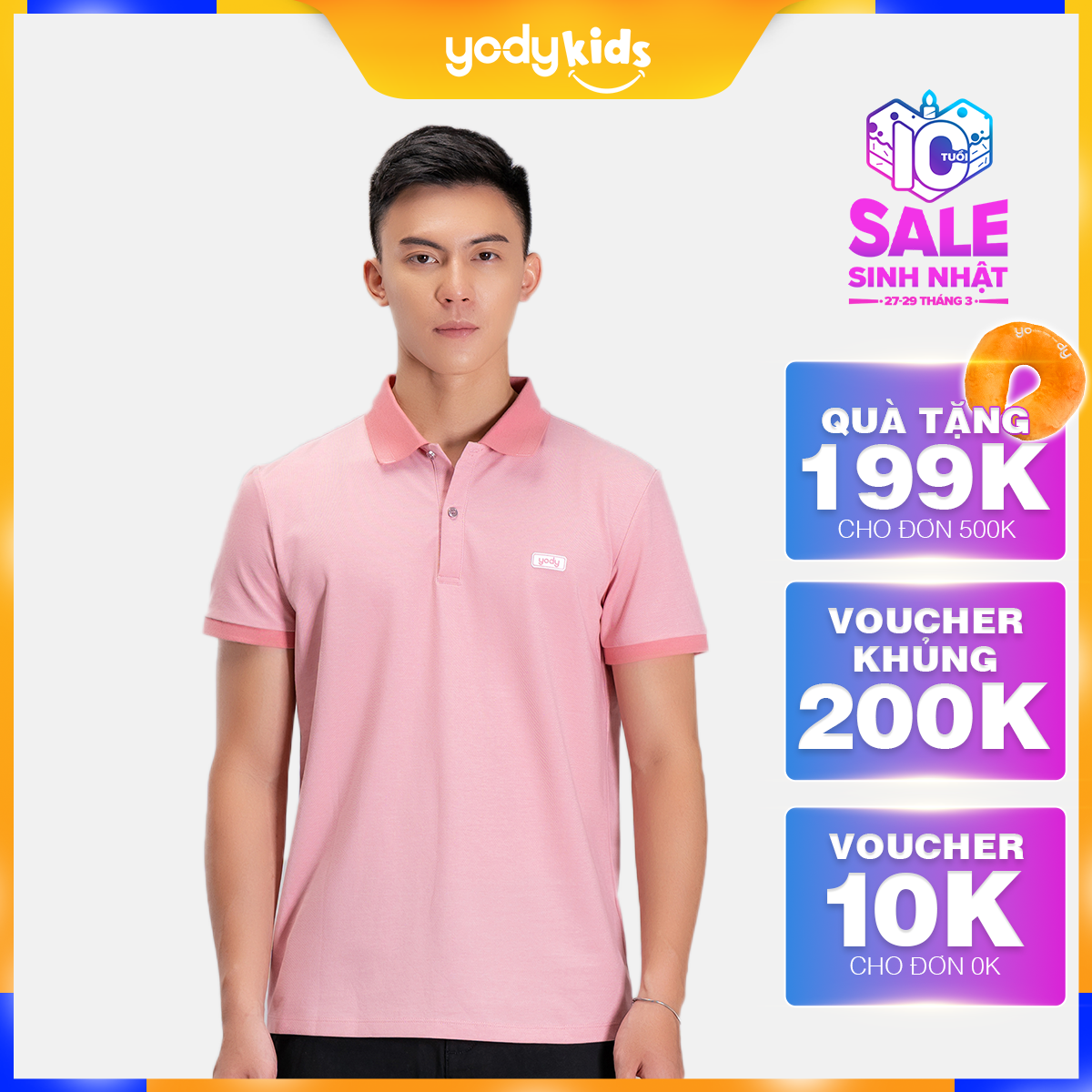 Áo polo nam YODY chất liệu pique mắt chim, áo phông nam basic co dãn thoáng khí APM3299