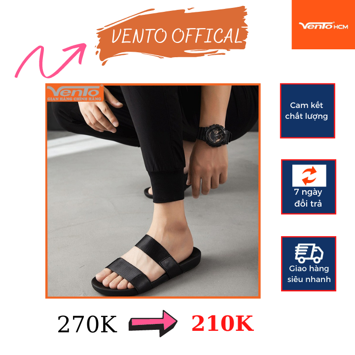 Dép nam vento kiểu 2 quai ngang quai dù chống thấm nước vt4910
