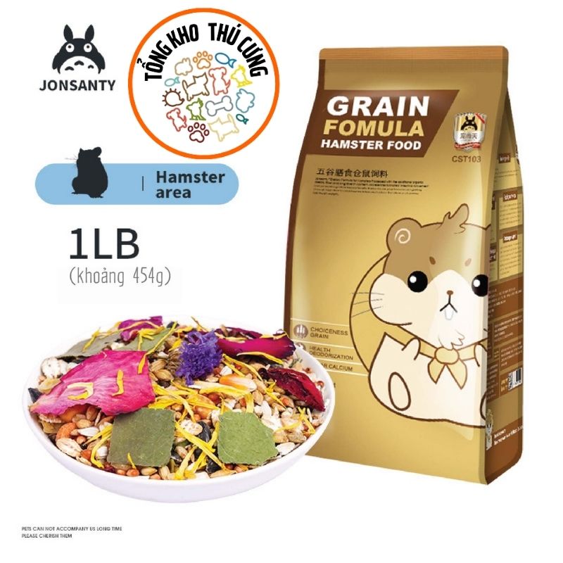 Thức ăn cho chuột Hamster , sóc, Hạt trộn ngũ cốc + hoa thảo mộc, đồ ăn hàng ngày cho thú cưng nhỏ thương hiệu Jonsanty