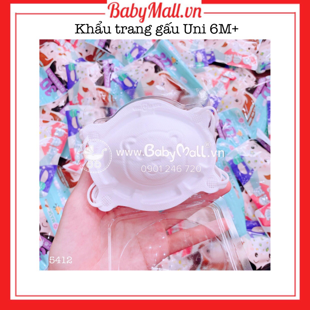 Khẩu trang Gấu Uni cho bé từ 6m Babymall.vn