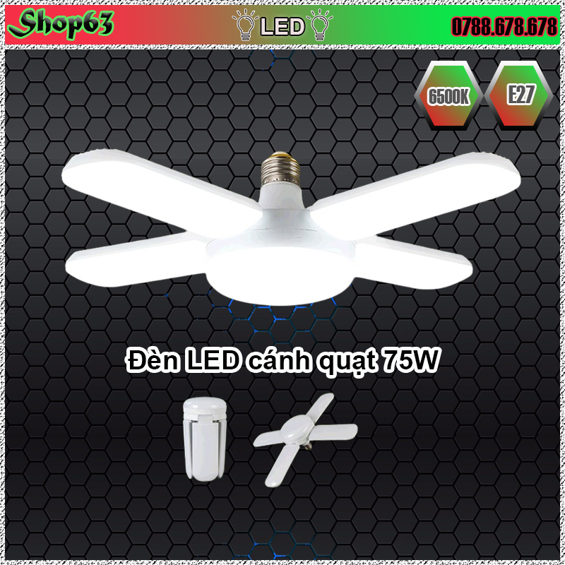 Bóng đèn LED cánh quạt 4 cánh +1 chóp với thiết kế xếp gọn hoặc mở ra tối ưu hiệu quả chiếu sáng (khi mở ra đường kính lên tới 43cm - ánh sáng trắng siêu sáng - tiết kiệm điện)